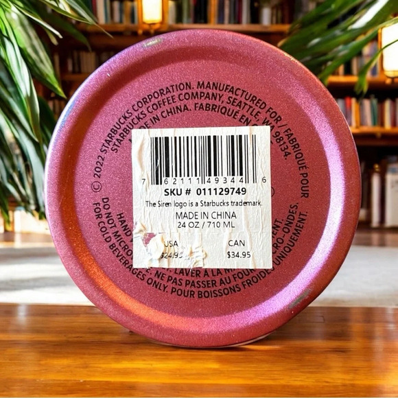 STARBUCKS 24oz Purple Pink Turquoise Ombré Metal 2022 Tumbler w/ Straw - Picture 8 of 13